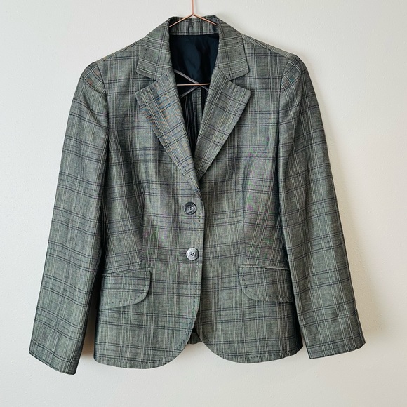Burberry London blazer grey plaid wool blend - Picture 5 of 9